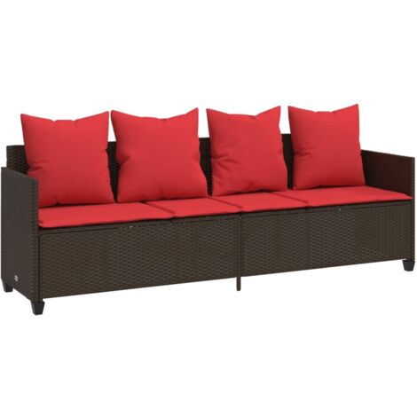 vidaXL Chaise longue avec coussins marron résine tressée