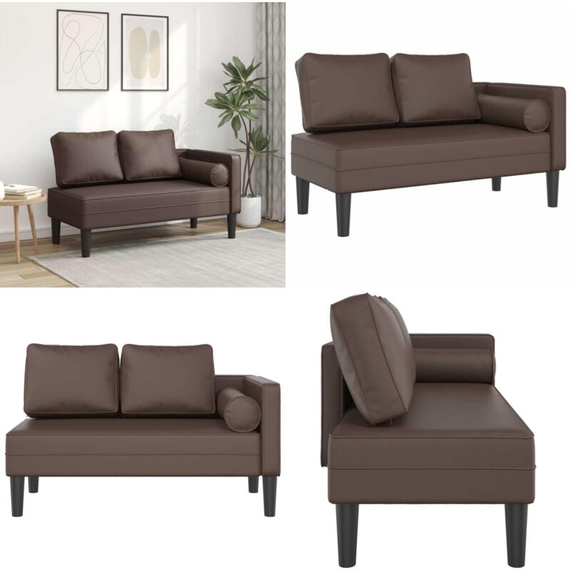 Vidaxl - Chaise longue avec coussins marron similicuir