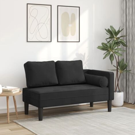 vidaXL Chaise longue avec coussins noir velours