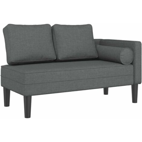 vidaXL Chaise Longue con Cuscini Grigio Scuro in Tessuto