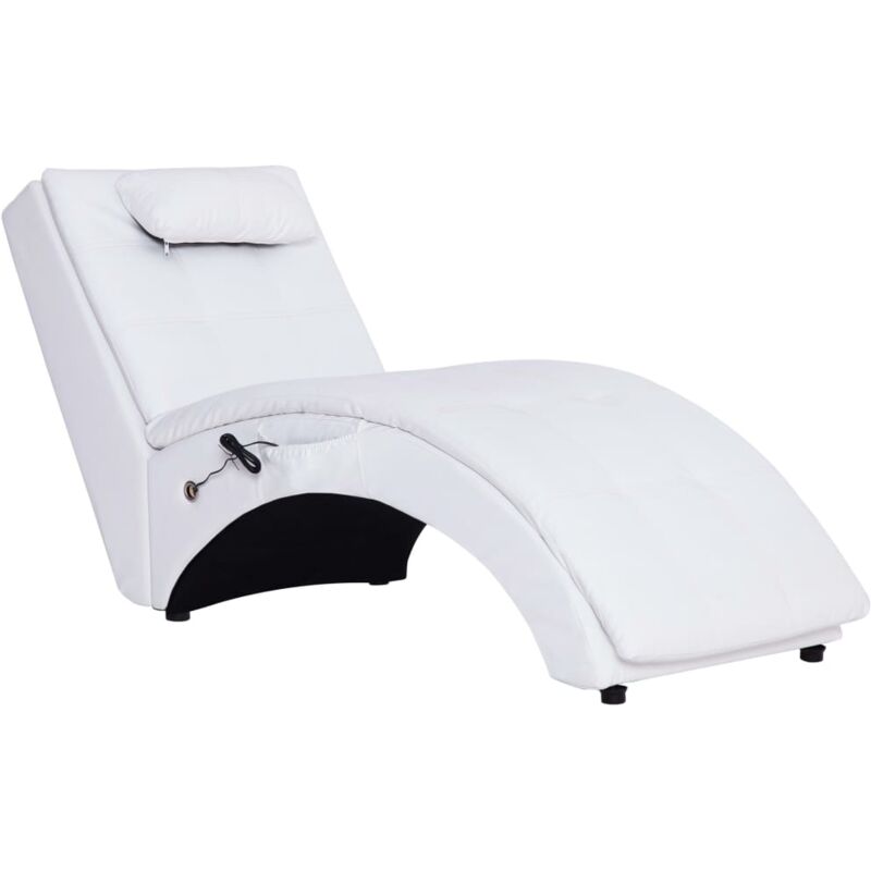 Vidaxl - Chaise longue de massage avec oreiller Blanc Similicuir