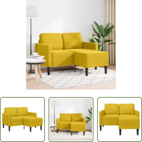 vidaXL Chaise longue -  Divano 2 Posti con Chaise longue a L Giallo 125 cm Velluto