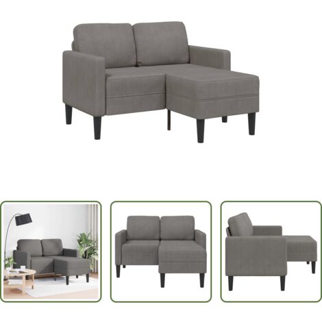 vidaXL Chaise longue -  Divano 2 Posti con Chaise longue a L Grigio Chiaro 125 cm Lino