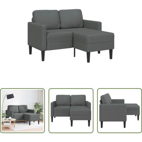 vidaXL Chaise longue -  Divano a 2 posti con chaise longue a L grigio scuro 125 cm in tessuto