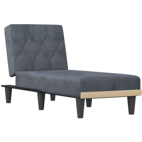 vidaXL Chaise Longue in Velluto Grigio Scuro