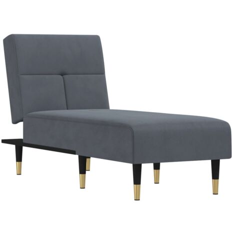 vidaXL Chaise Longue in Velluto Grigio Scuro
