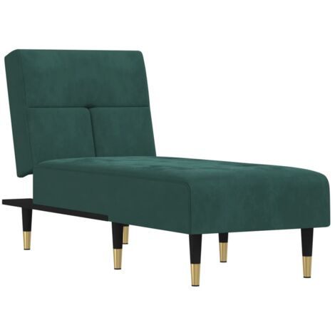 vidaXL Chaise Longue in Velluto Verde Scuro