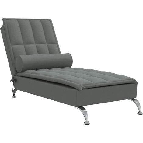 vidaXL Chaise Longue Massaggi con Capezzale Grigio Scuro in Tessuto
