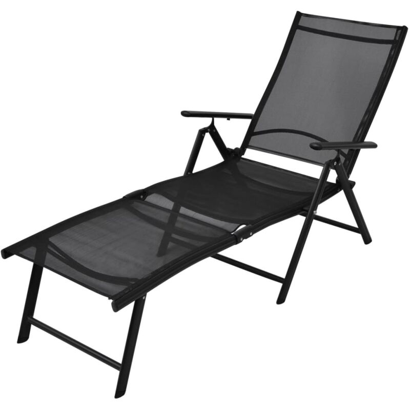 Vidaxl - Chaise longue pliable Aluminium Noir
