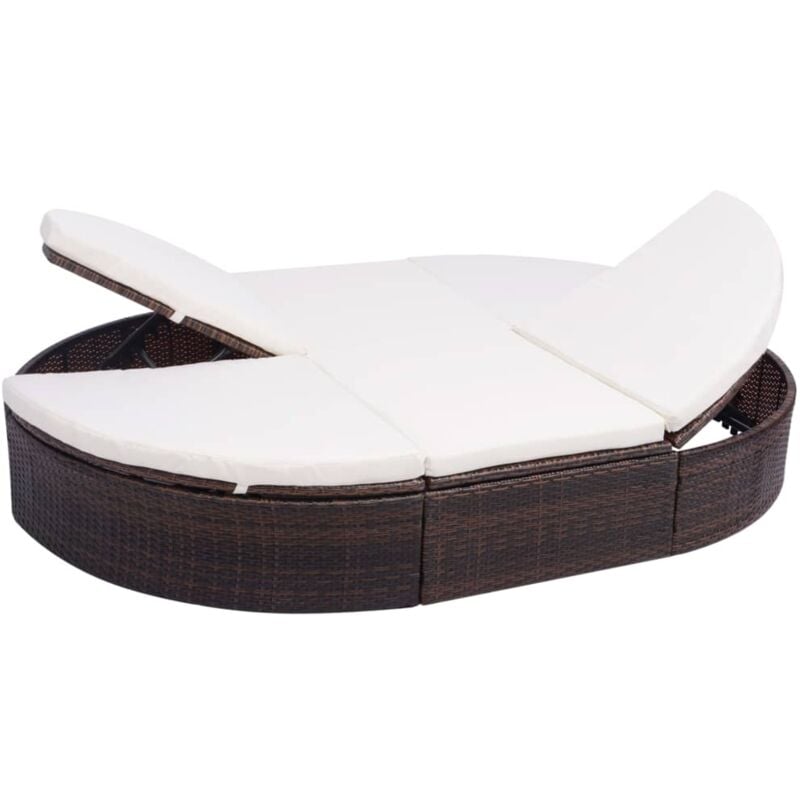 Vidaxl - Lit de repos d'extérieur avec coussin Résine tressée Marron