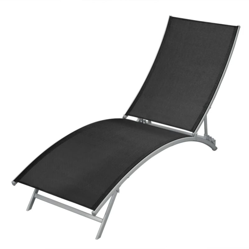Chaise longue Acier et textilène Noir vidaXL