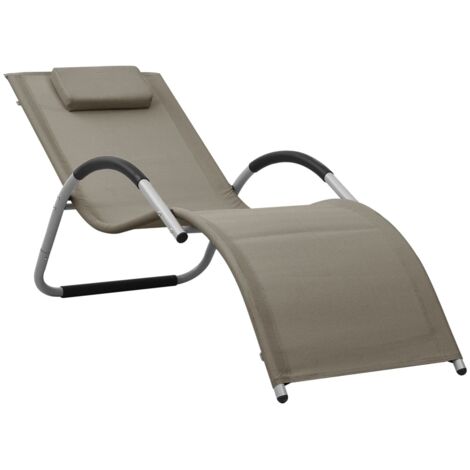 vidaXL Chaise longue textilène taupe et gris