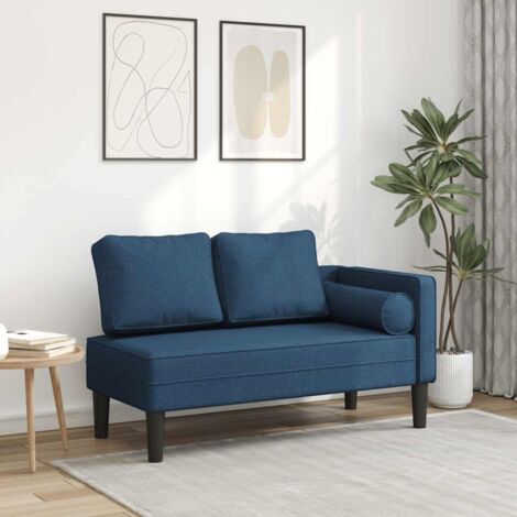 vidaXL Chaise Lounge with Cushions Blue Fabric