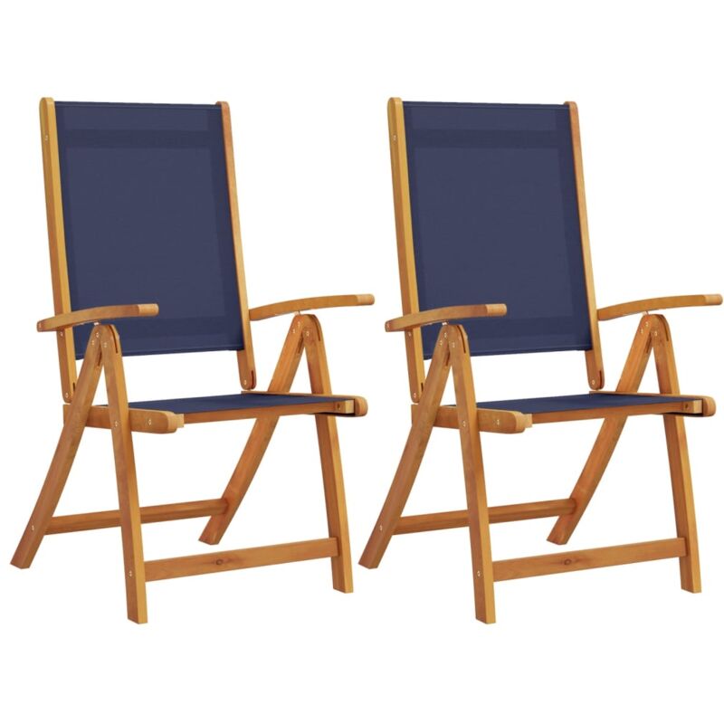Chaises pliables de jardin lot de 2 bois d'acacia et textilène - Vidaxl