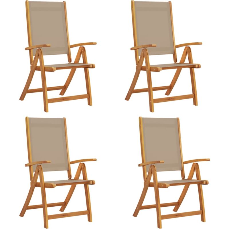 Chaises pliables de jardin lot de 4 bois d'acacia et textilène - Vidaxl