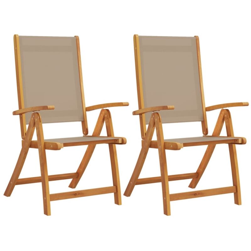 Chaises pliables de jardin lot de 2 bois d'acacia et textilène - Vidaxl