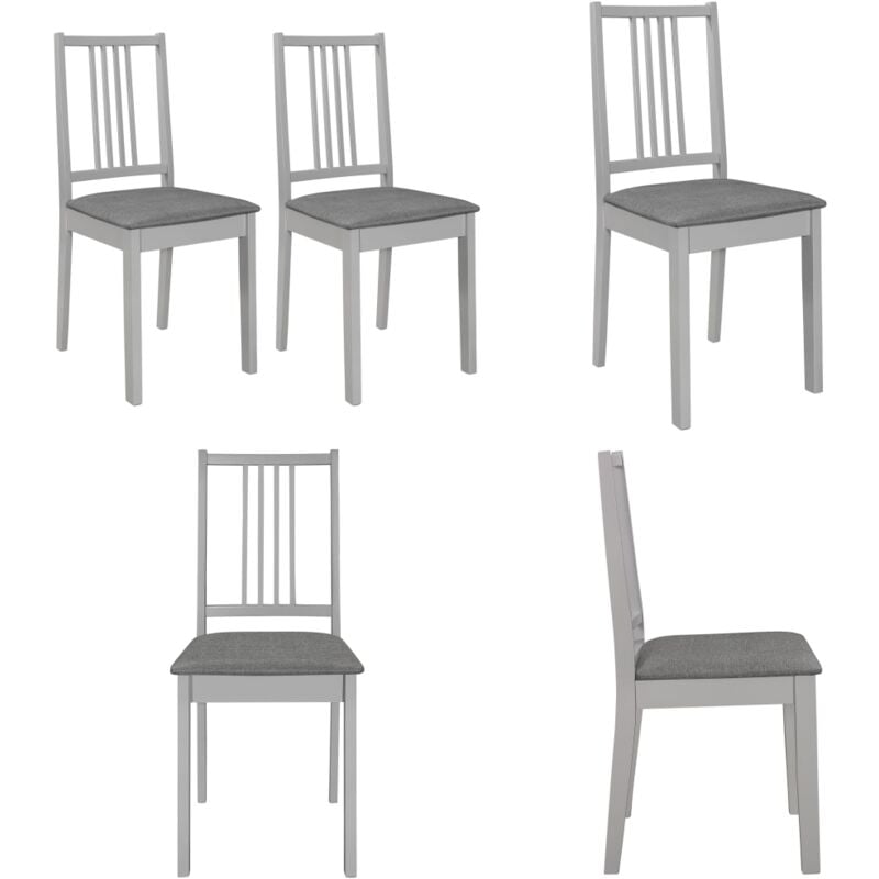 Vidaxl - Chaises à manger avec coussins lot de 2 gris bois solide