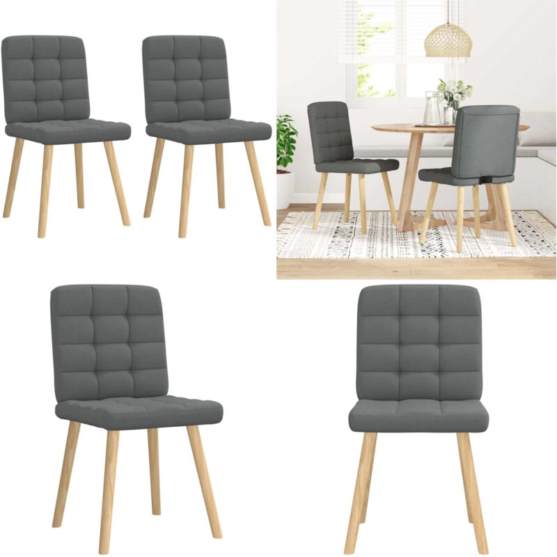 Chaises à manger lot de 2 gris foncé tissu - Vidaxl