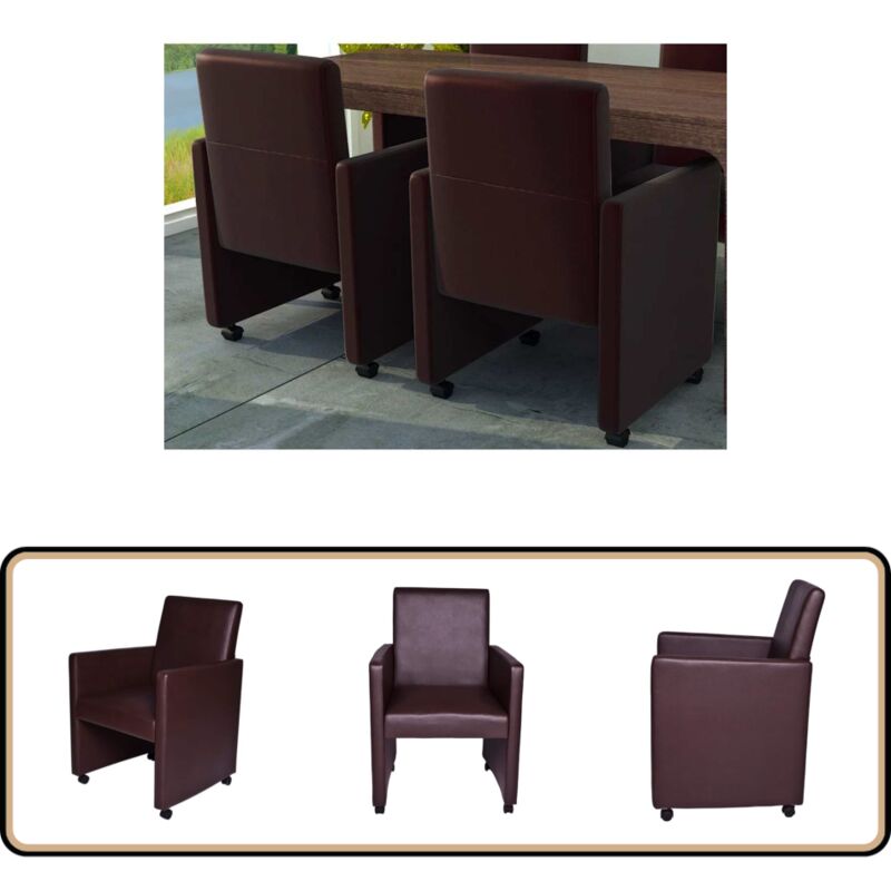 Chaises à manger lot de 2 marron similicuir - Vidaxl
