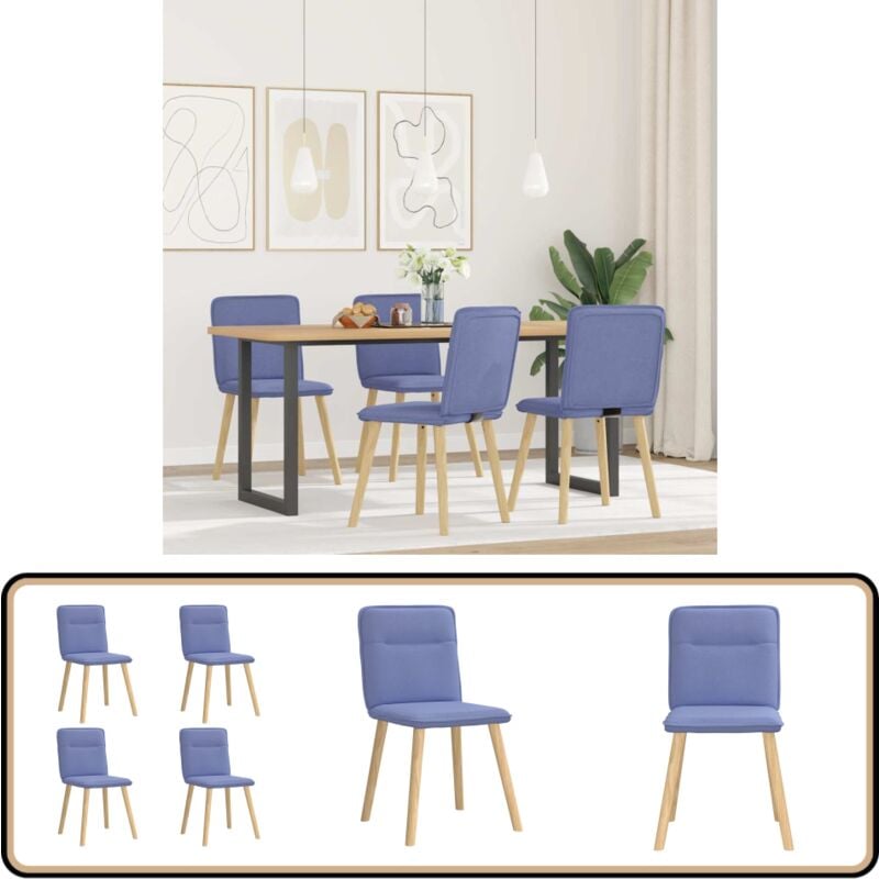 vidaXL Chaises à manger lot de 4 bleu jean tissu