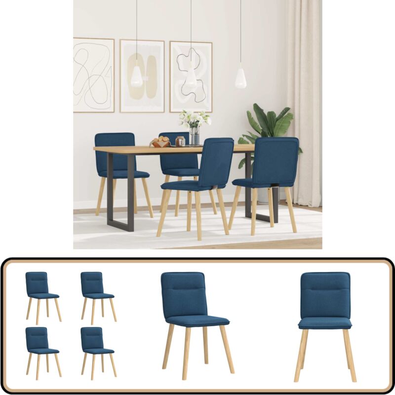 Vidaxl - Chaises à manger lot de 4 bleu tissu