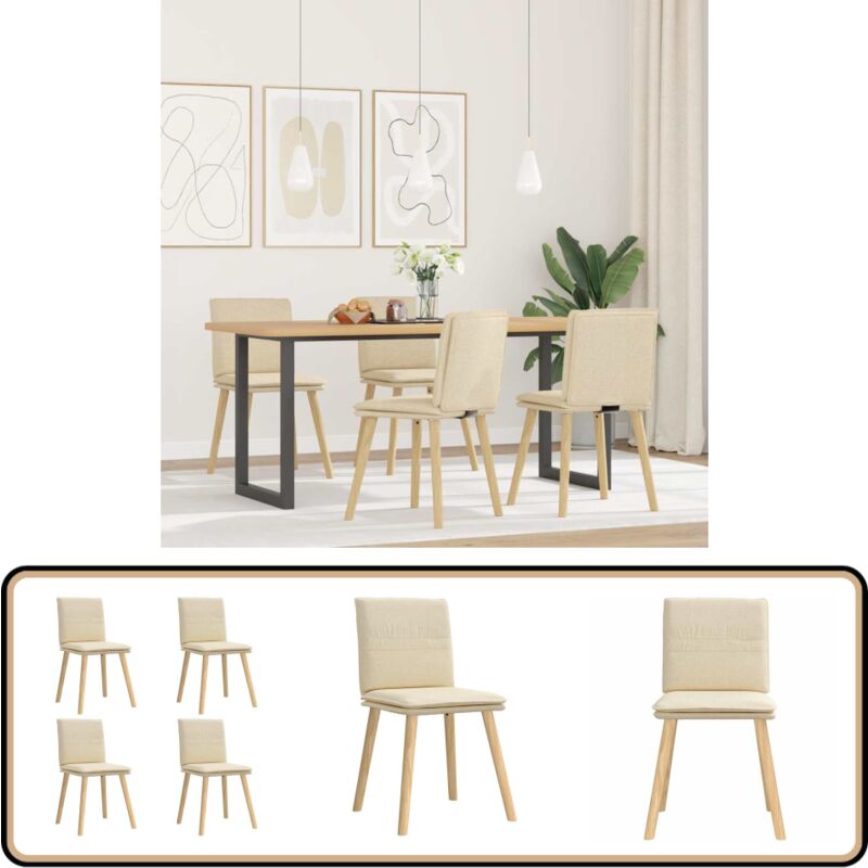 Chaises à manger lot de 4 crème tissu - Vidaxl