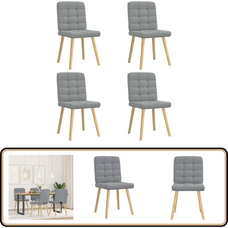 Chaises à manger lot de 4 gris clair tissu - Vidaxl