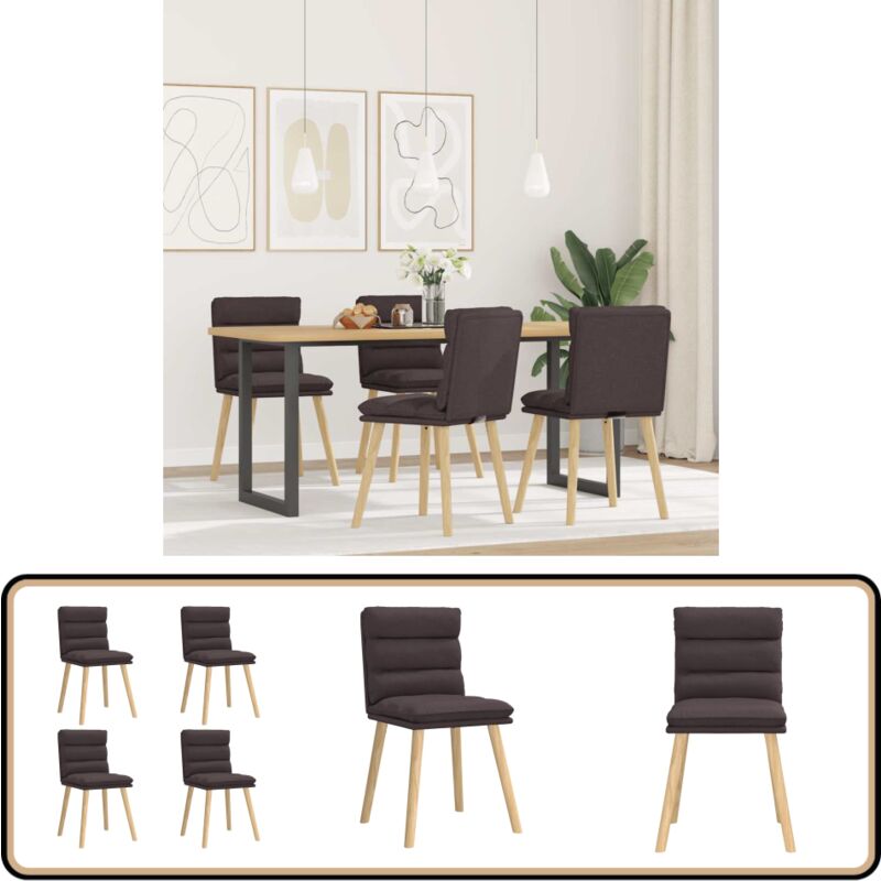 Chaises à manger lot de 4 marron foncé tissu - Vidaxl
