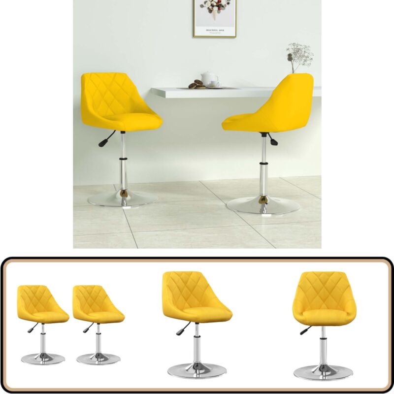 Chaises à manger pivotantes lot de 2 jaune moutarde velours - Vidaxl