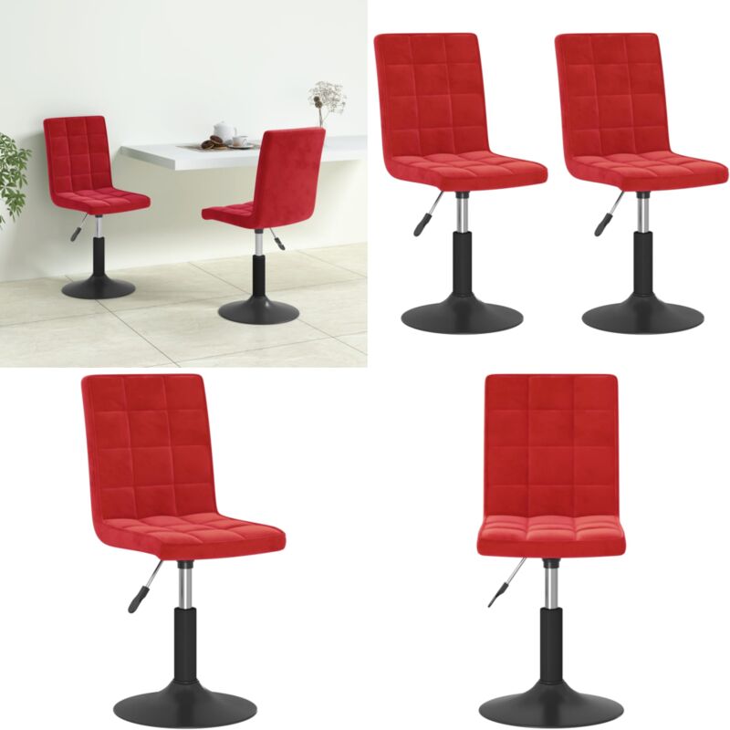 Vidaxl - Chaises à manger pivotantes lot de 2 rouge bordeaux velours