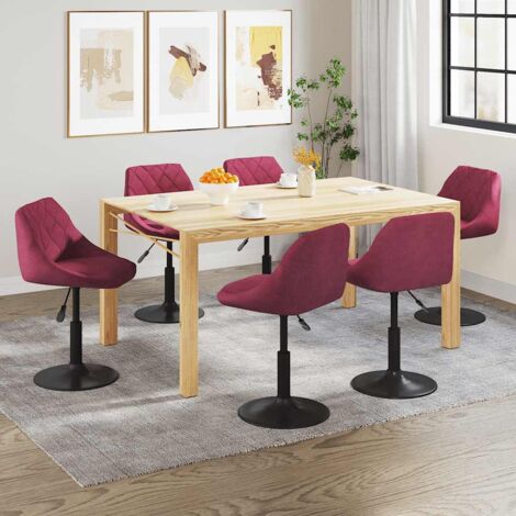 vidaXL Chaises à manger pivotantes lot de 6 rouge bordeaux velours