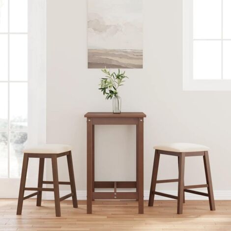 vidaXL chaises de bar avec coussins 2 pcs marron bois massif d'hévéa