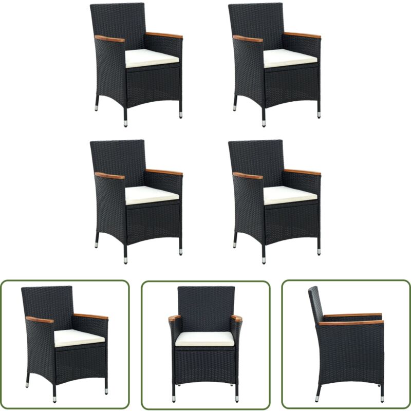 Vidaxl - Chaises à manger de jardin lot de 4 Résine tressée Noir