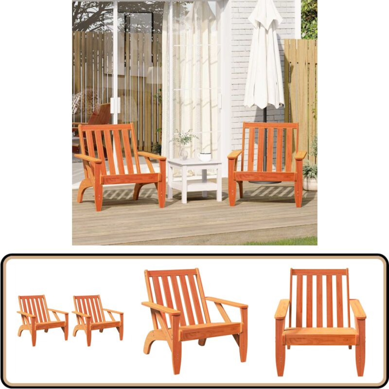 Chaises de jardin adirondack lot de 2 cire marron 75x77x77 cm - Vidaxl
