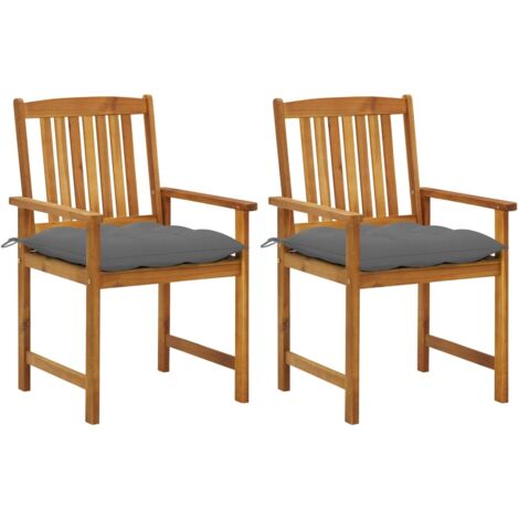 vidaXL Chaises de jardin avec coussins lot de 2 Bois d'acacia massif