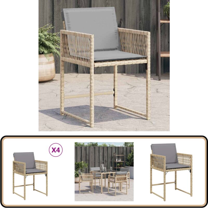 Vidaxl - Chaises de jardin avec coussins lot de 4 mélange beige