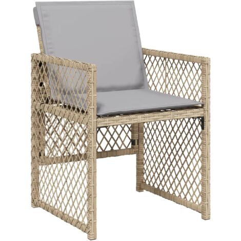 vidaXL Chaises de jardin avec coussins lot de 4 mélange beige