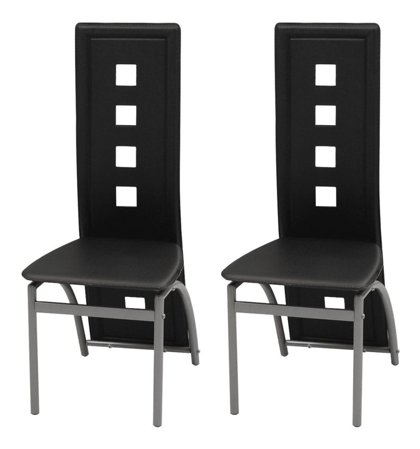 Vidaxl Chaises De Salle a Manger 2 Pcs Cuir Artificiel Noir Vidaxl Chaises De Salle a Manger 2 Pcs Cuir Artificiel Noir