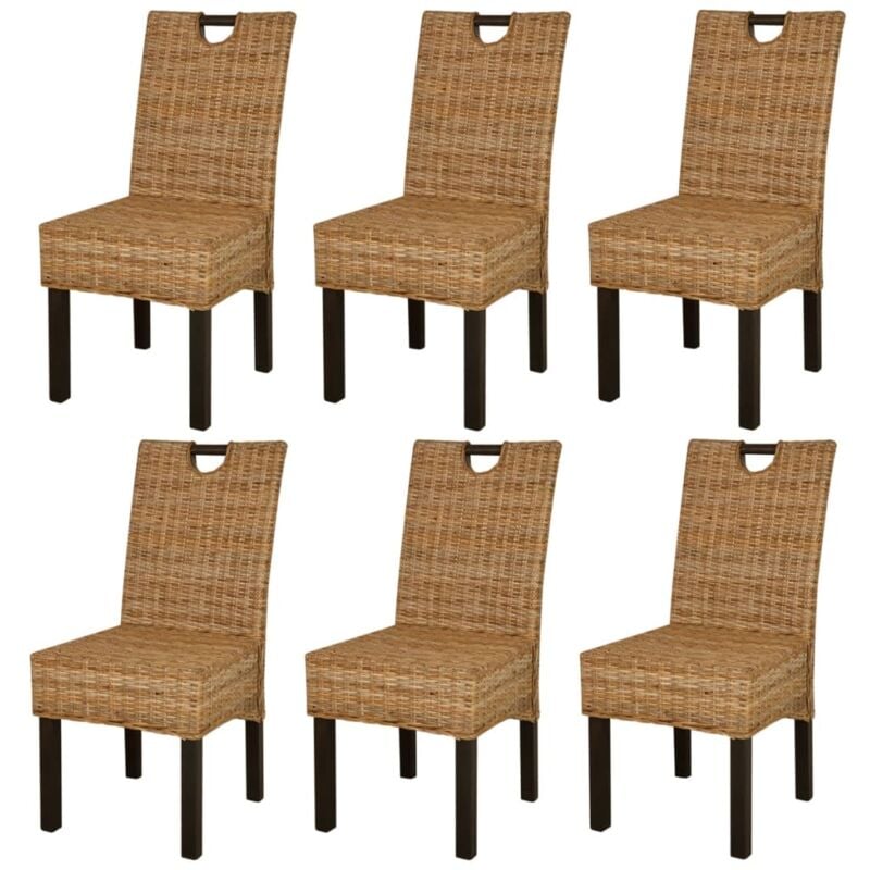 Vidaxl - Chaises à manger lot de 6 rotin Kubu bois de manguier