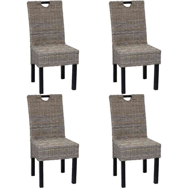 Vidaxl - Chaises à manger lot de 4 rotin Kubu bois de manguier