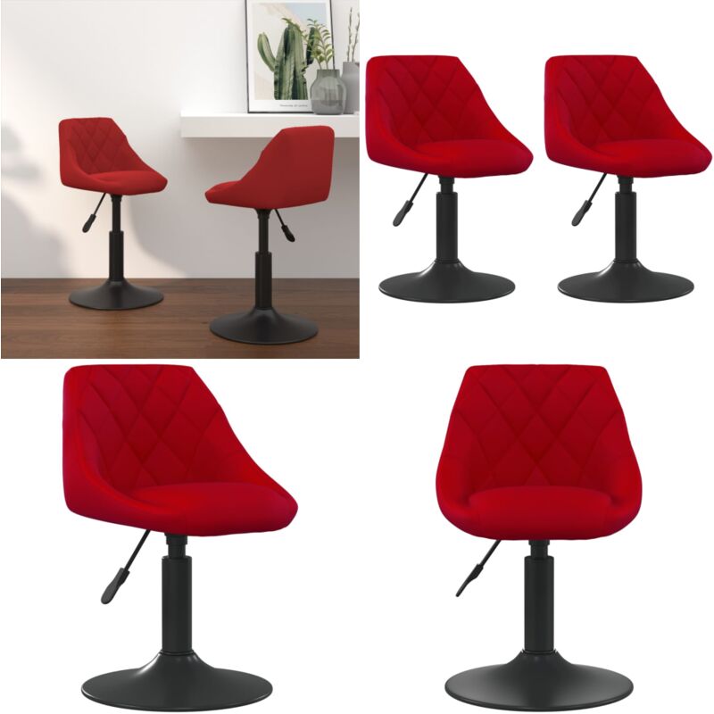 Vidaxl - Chaises pivotantes à manger lot de 2 bordeaux velours