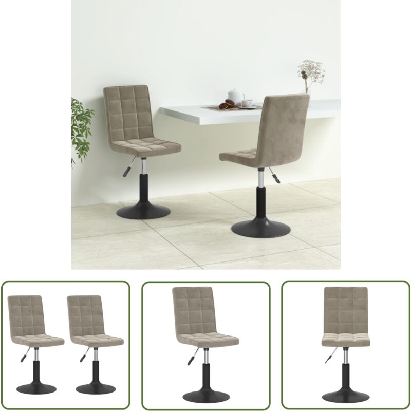 The Living Store - vidaXL Chaises pivotantes à manger lot de 2 gris clair velours