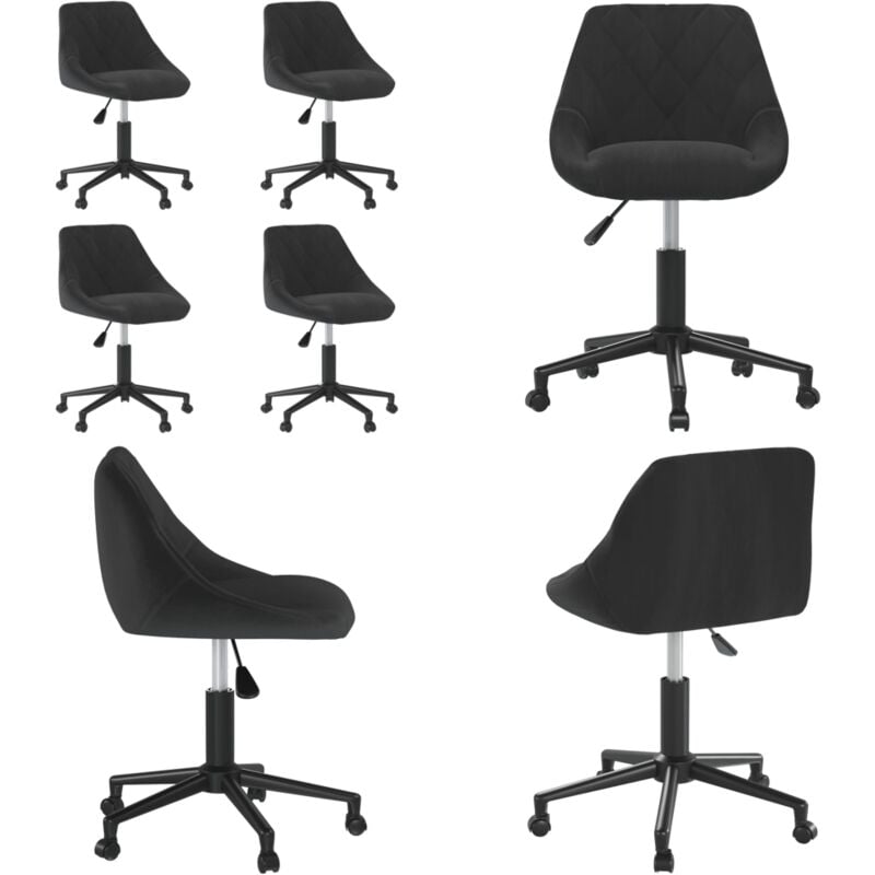 Vidaxl - Chaises pivotantes à manger lot de 4 noir velours