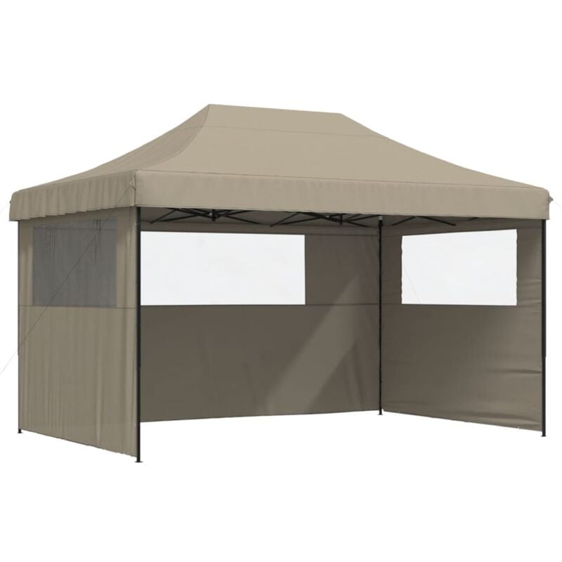 Tente de réception pliable escamotable 3 parois latérales taupe - Vidaxl