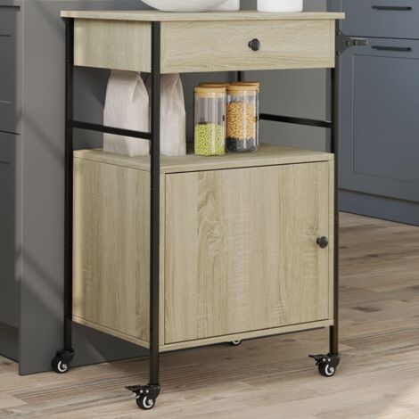 vidaXL Chariot de cuisine chêne sonoma 56x43x89,5 cm bois