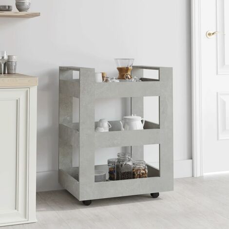 vidaXL Chariot de cuisine Gris béton 60x45x80 cm Bois
