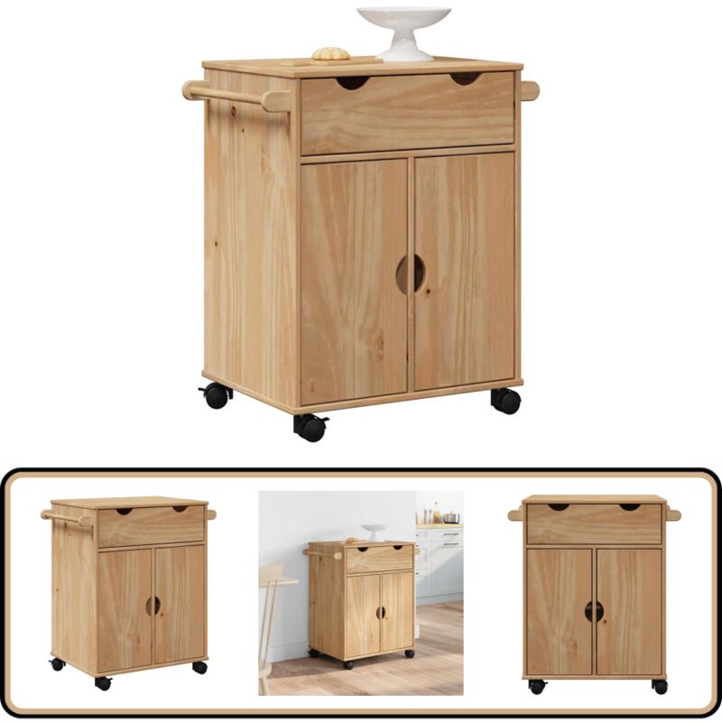 Vidaxl - Chariot de cuisine otta 59x45x80 cm bois massif de pin