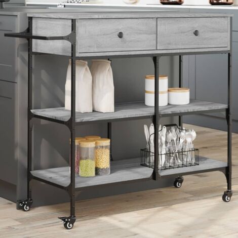 vidaXL Chariot de cuisine sonoma gris 105x42x95 cm bois