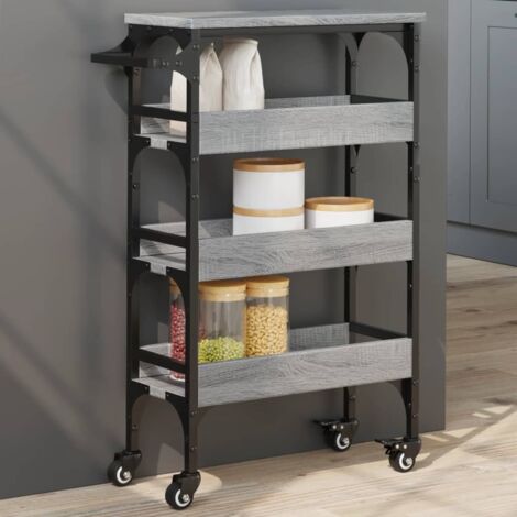 vidaXL Chariot de cuisine sonoma gris 53x20x76 cm bois