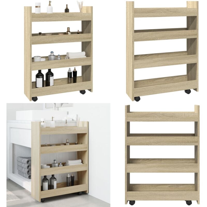 vidaXL Chariot de rangement étroit 4 niveaux chêne sonoma